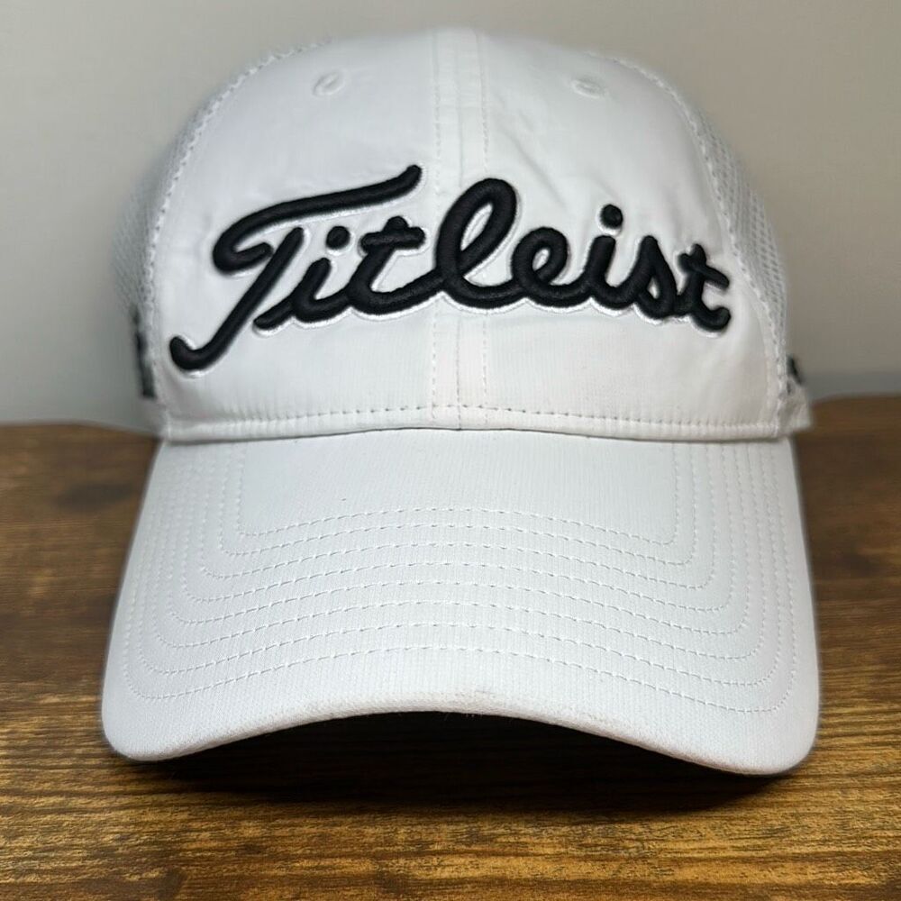 Titleist White Embroidered Golf Hat Trucker Mesh Cap Adjustable FJ Pro V1